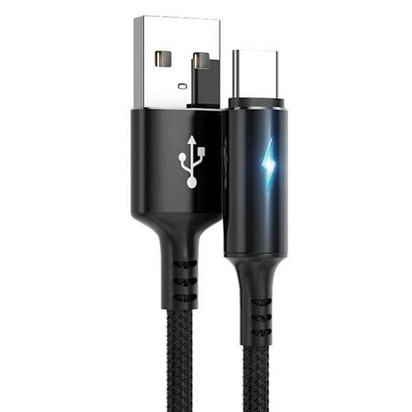 Type C-kabel Snabbladdningssladd Nylonflätad Laddare Usb-kabel h t υ◆ <~ I C3V3 black 1.2m