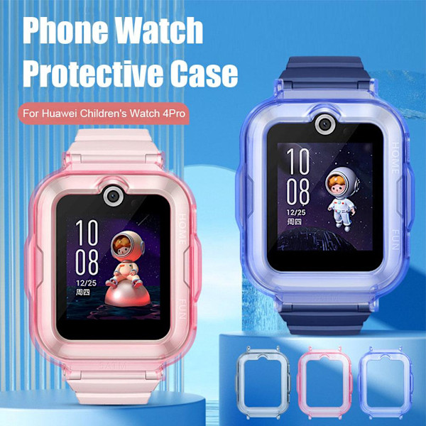 Lämplig För Huawei Barnklocka 4pro Mjukt Gummi Transparent Skyddsfodral A6f2 pink 4pro