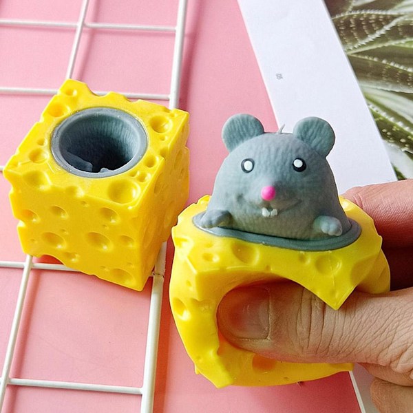 Söta Squishy Leksaker Ost Mus Leksaker Roliga råttkopp Kläm kopp till gray one-size