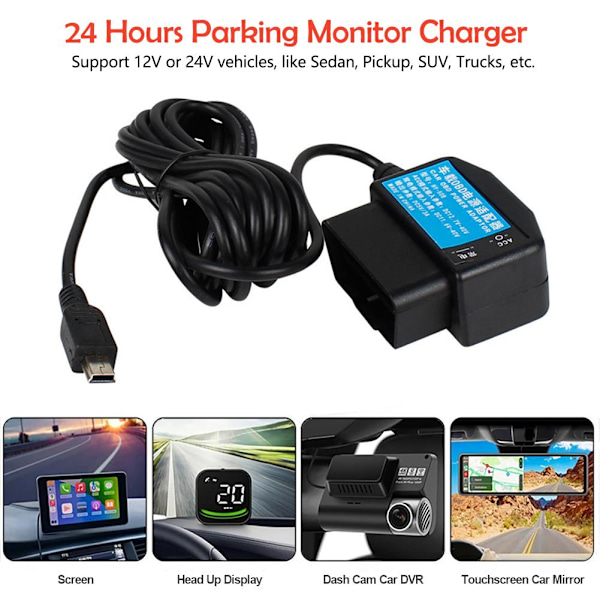 24 timmars parkeringsövervakare laddare OBD till USB adapter X0G9 kabel✨y Type C USB Straight