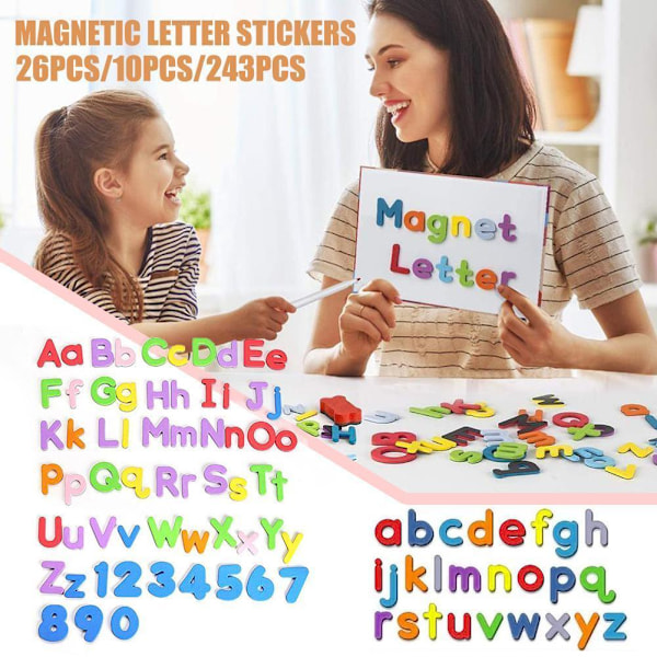 Magnetiska Versaler Gemener Bubbelbokstäver ABC Kylskåpsmagneter Utbildning Tidig M3F0 MulticolorB 26pcs lower case letters