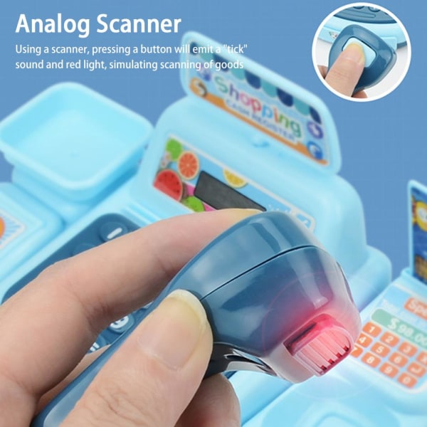 Kids Simulation Toy Kassaapparat Till Sound Working Scanner Sho blue one-size