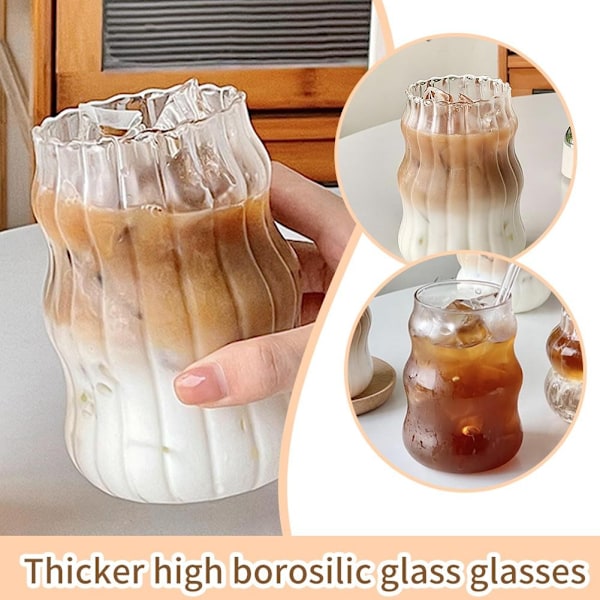530ml Förtjockad Hög Borosilikatglas Kopp Hushåll Värmebeständig Vatten Dryck M6S0 Smooth style 1PCS