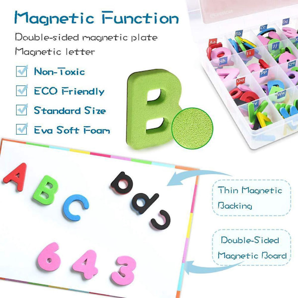 Magnetiska Versaler Gemener Bubbelbokstäver ABC Kylskåpsmagneter Utbildning Tidig M3F0 MulticolorB 26pcs lower case letters