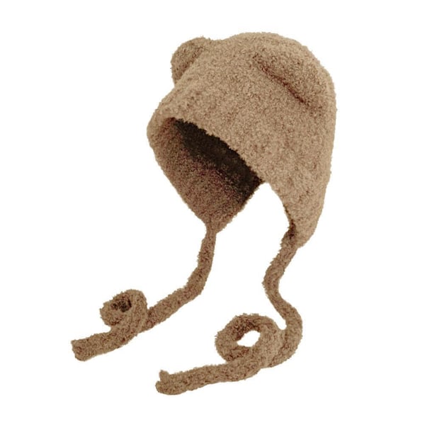 Varm Vinter Söt Björnöron Trapper Hatt Dam Tjejer Öronlapp Virkad Plysch Hatt V5 Gray One size