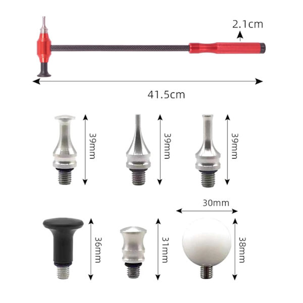 1x Titanlegering Tapper Hammer W/kolfiberhandtag Buckla M8 Reparationsverktyg Y.AU