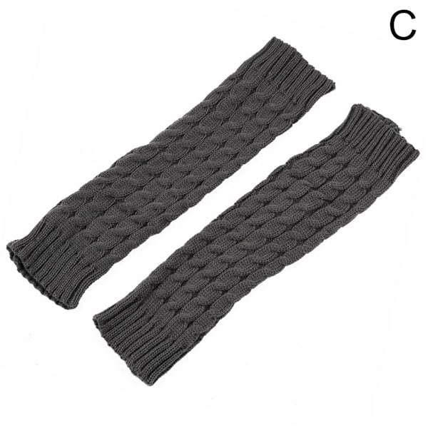 Dam Vinter Varma Benvärmare Kabelstickade Virkade Långa Strumpor F2G7 gray One Size