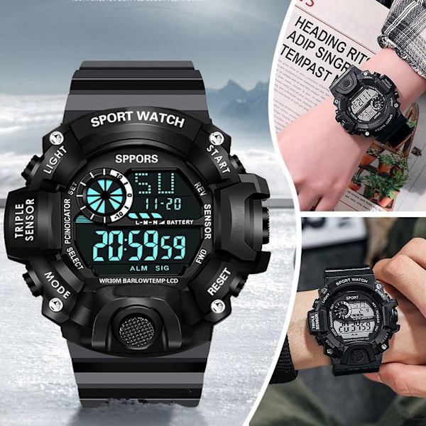 Digital Lysande Unisex Sport Vattentät Klocka Herrklockor Mode Damarmbandsur A7K9 Red One size