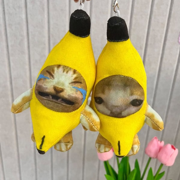 Roliga gråtljud Banan Cat Keychain, 2023 Banana Cat Plysch Do Vocal cry banana cat Large