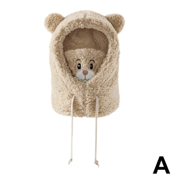 Vinter Söt Barnmössa Halsduk Hatt i ett stycke Varm Plyschmössa Tvådelad Q4d2 beige One size