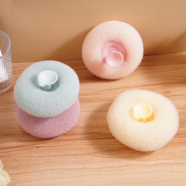 Badhandduk Skrubb Bad Massage Duschboll med Sugpropp Gnugga Bad Skrubb Torka Lera I6N3 Borste Rygg Svamp Exfolierare Violet 1pcs
