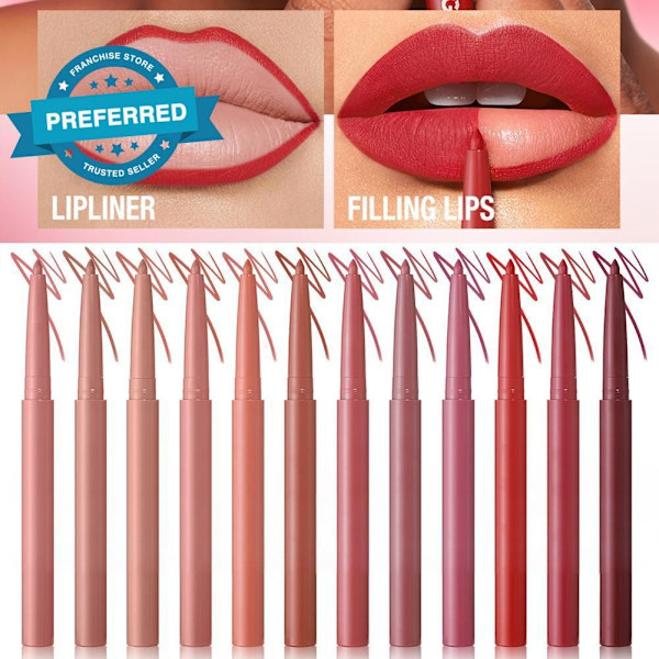 12 Färger Matt Läppenna Mjuk Matt Kontur Läppform Läppenna Prisvärd Läppmakeup L9o0 style5 0.2g