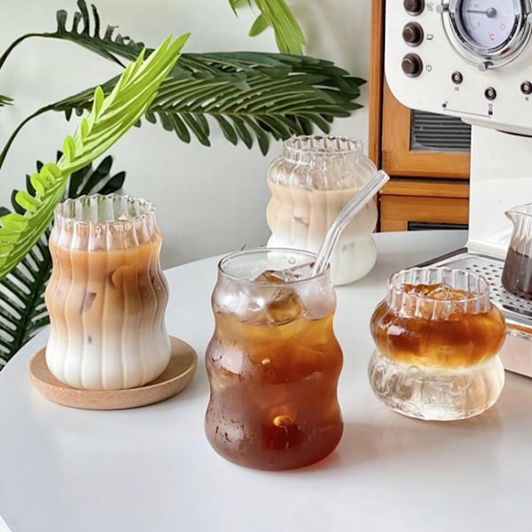 530ml Förtjockad Hög Borosilikatglas Kopp Hushåll Värmebeständig Vatten Dryck M6S0 Smooth style 1PCS