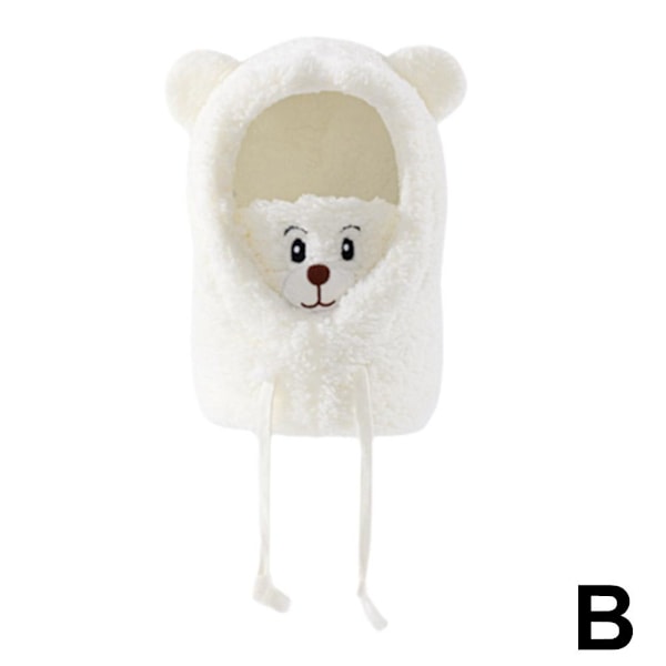 Vinter Söt Barnmössa Halsduk Hatt i ett stycke Varm Plyschmössa Tvådelad Q4d2 White One size