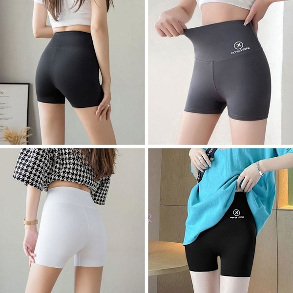 Hög midja hajbyxor sömlösa smala underkläder nya sportshorts höftlyft Z1T2 White3 XL