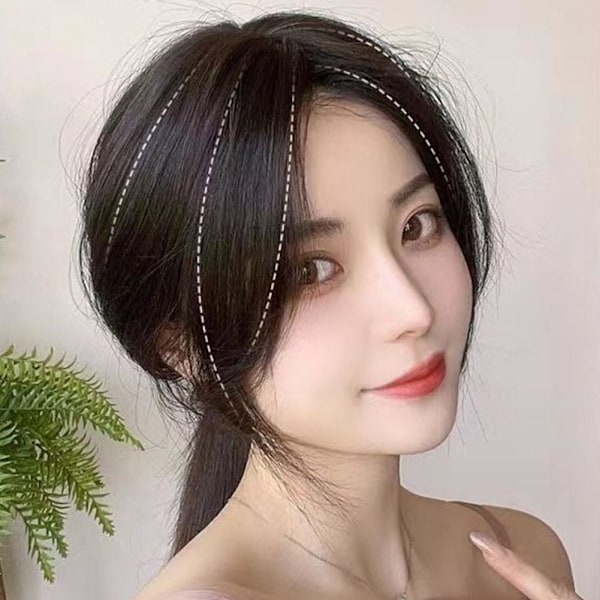 Eight Bangs Damperuk 3D Huvud Tunn Sektion Medium Simulerad Lugg Peruk Delad A0H8 natural black one size