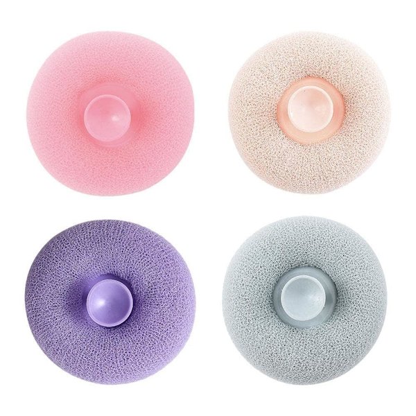 Badhandduk Skrubb Bad Massage Duschboll med Sugpropp Gnugga Bad Skrubb Torka Lera I6N3 Borste Rygg Svamp Exfolierare Violet 1pcs
