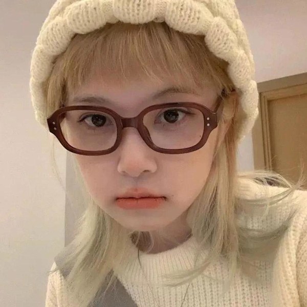 Koreanska Retro Fyrkantiga Ovala Glasögon Bågar Mode Leopardtryck Thi Red 1 Pair