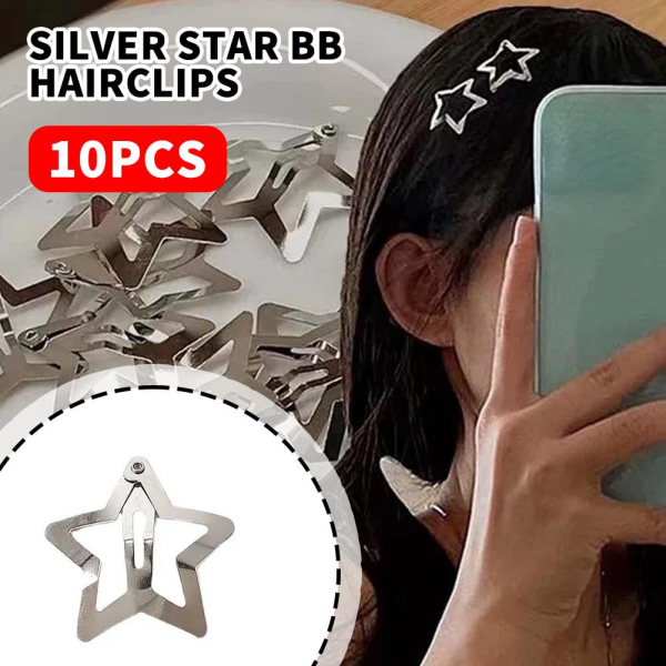 10st Y2K Spicy Girls Star Hair Clip Ins Metallic Sweet Cool Cli