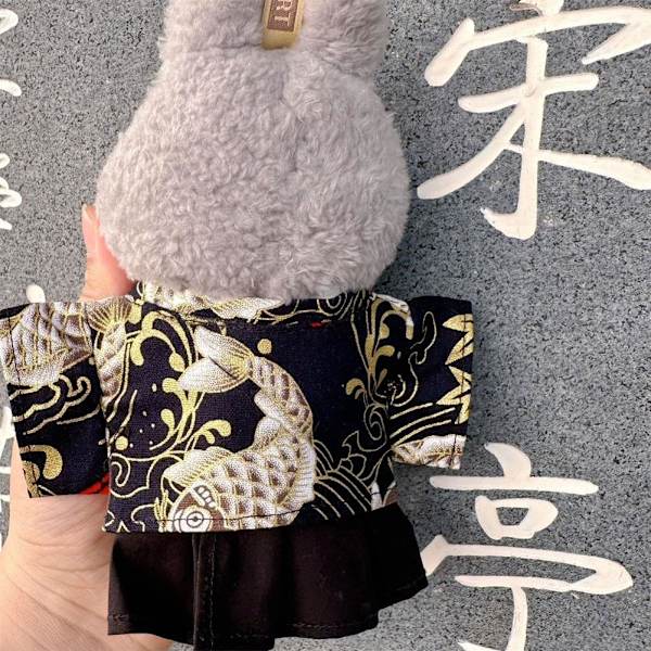 Labubu 17cm V1 Plyschdocka Waifu Sitt Sitt Party Obi Kimono Kläder Docka Q1k9 Red only clothes no doll