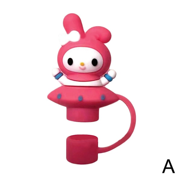 Cinnamoroll Mymelody Kuromi Tecknad Silikon Sugrör Lock Docka Kawaii Skydd Dricksstrå J2e8 yellow 1pc
