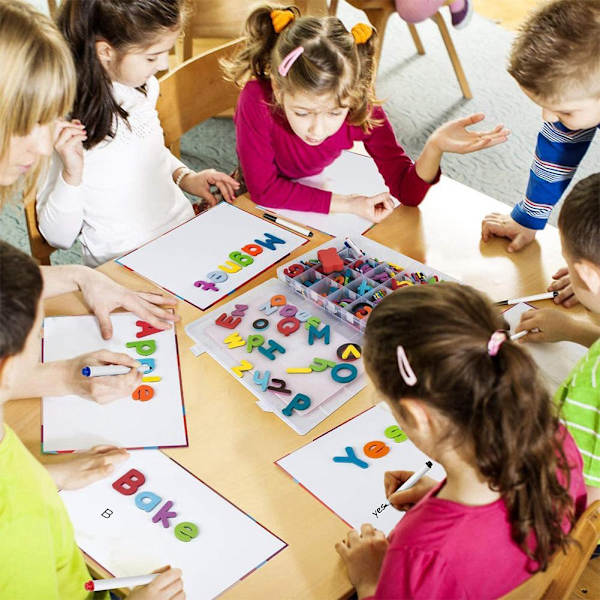 Magnetiska Versaler Gemener Bubbelbokstäver ABC Kylskåpsmagneter Utbildning Tidig M3F0 MulticolorC 10pcs digital