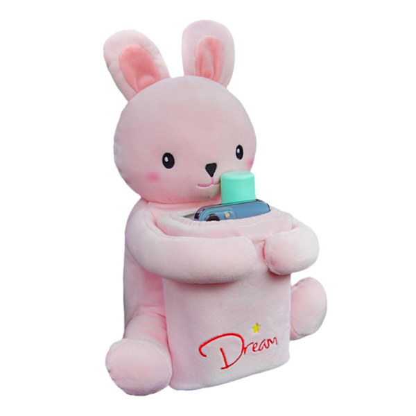 Söt 2-i-1 Tecknad Bil Tissue Box och Plyschhållare Kreativ Kort Plyschbox U2 Pink Rabbit One-size