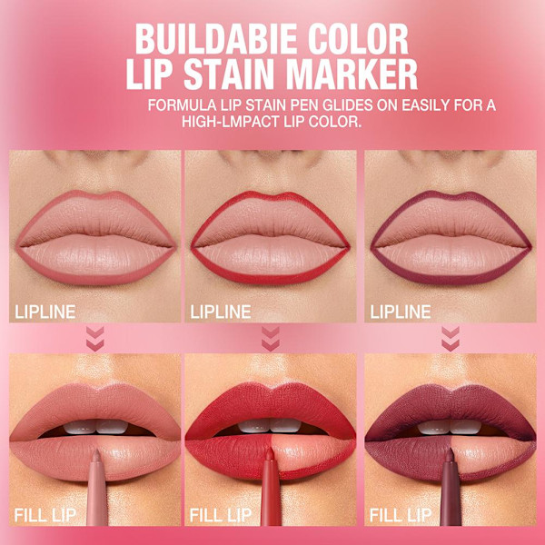 12 Färger Matt Läppenna Mjuk Matt Kontur Läppform Läppenna Prisvärd Läppmakeup L9o0 style11 0.2g