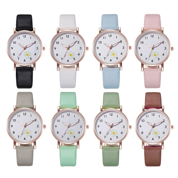 Lysande Klocka Nattlysande Kvinnor Söt Läder Enkla Klockor Liten Urtavla Quartz J4O3 White One size