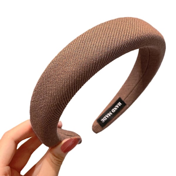 Hårband för damer, vadderat hårband, brett svamphårband, accessoar Hot W4 coffee one-size