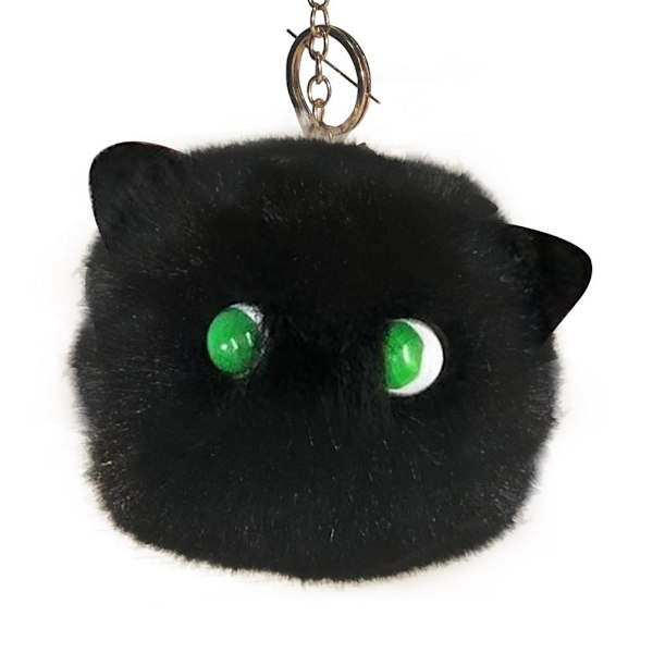 Söt katt Nyckelring Pompom Ball Bag Charm Nyckelring Hänge Present s,1 C ONE-SIZE