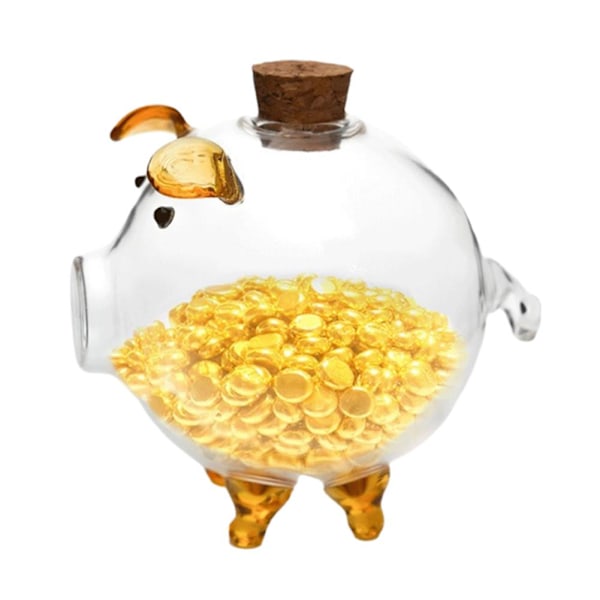 Koreansk TV-serie Spargris Pengabox Grisformad Glasförvaring Lyckosam Spargris Flaskspargris A6h6 Yellow 1pcs