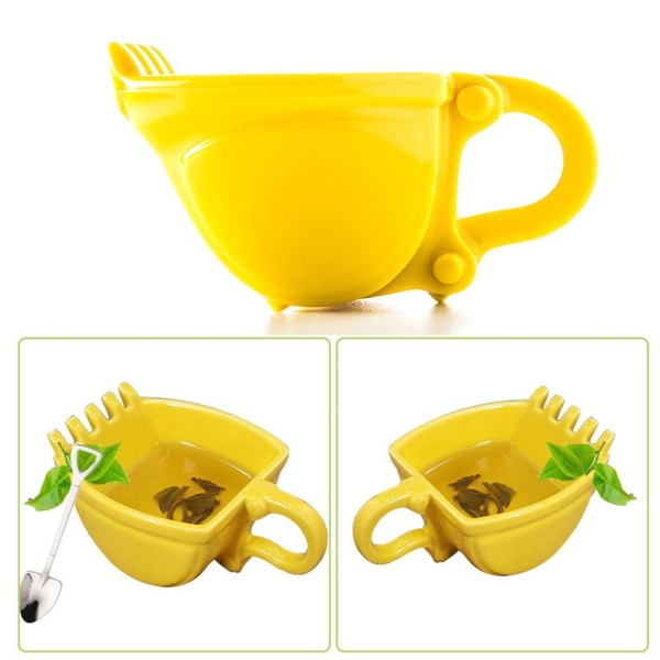 Single Cup Grävmaskin Bucket Cup Konstig Hand Creative Funny Cups orange Cup + spoon