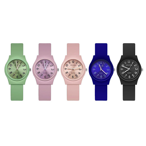 Silikon Gummi Jelly Färger Armbandsur Regnbågs Klocka Barn Nya E7 Green One size