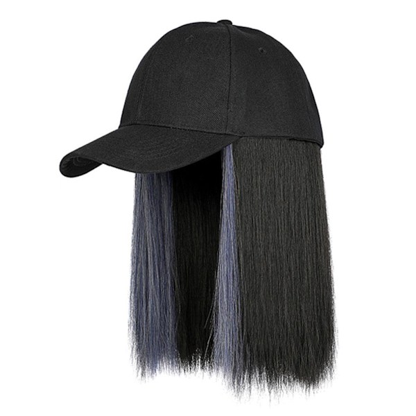 Solhatt syntetisk peruk basebollkeps hårförlängning hatt hår' Shor natural black H ash blue 1pcs