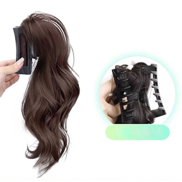 Naturlig peruk klämma hästsvans peruk för kvinnor 30cm lätt lockig falsk hästsvans hårförlängning N3t2 dark brown 1pcs
