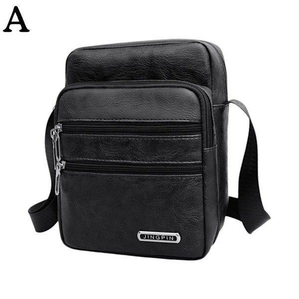 Enkel Crossbody-väska i PU-läder för män, flera lager, stor kapacitet, fritid R0a8 Brown onesize