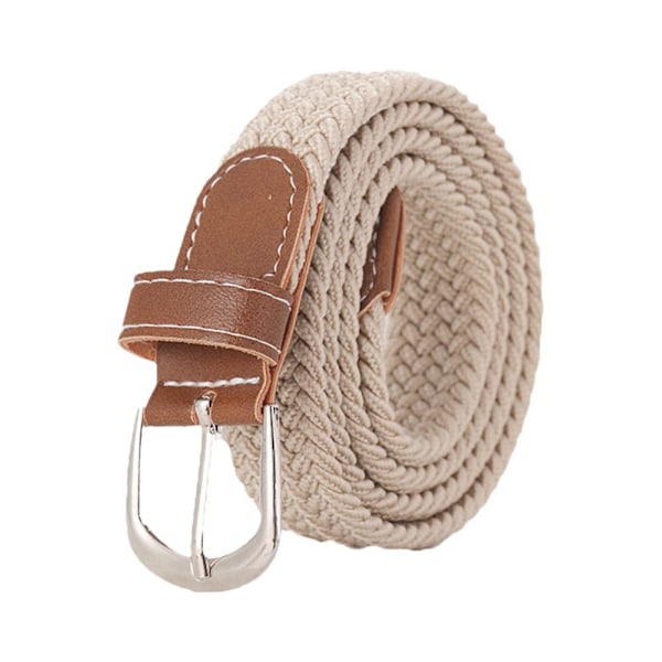 Modebälte Väv Canvas Bälte Metallspänne Män Kvinnor Fritt Elastiskt Hål Bälte Flätat G5s9 Beige 1pcs