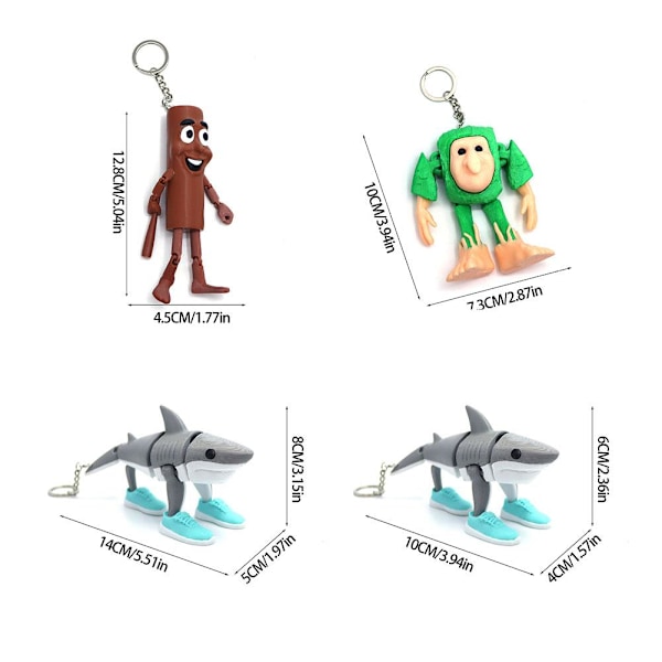 Tan Together Action Doll Nyckelring Tan Together 3D-tryckt Nyckelring Tungtungsahur Och Tralalo A4J1 Hinge tree man 1pcs