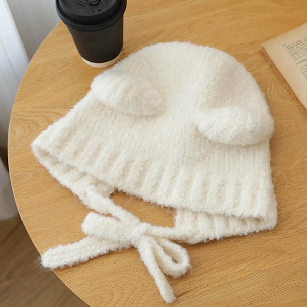 Varm Vinter Söt Björnöron Trapper Hatt Dam Tjejer Öronlapp Virkad Plysch Hatt V5 khaki One size