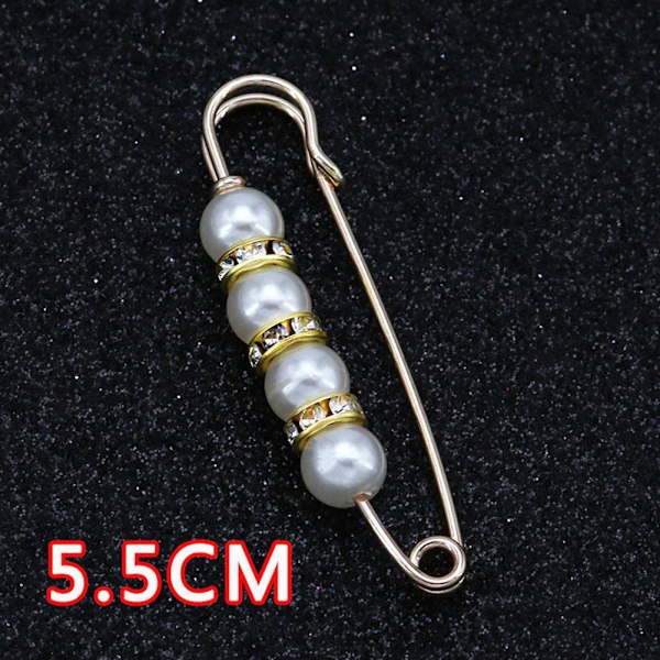 Kristallpärla Kläder Mode Nålar Brosch Kvinnor Byxor Säkerhetsnål Smycken white one-size 2pcs