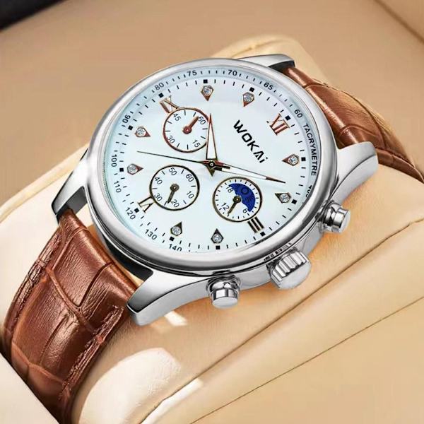 Enkel Herrklocka Lyx Stor Urtavla Mode Quartz Sport Herrklockor Business Klocka Vattentät L6K2 Golden White One size
