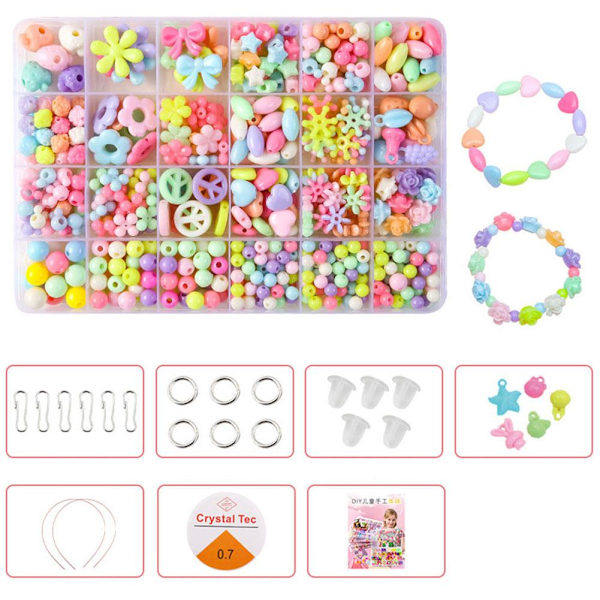 1 SET Barn DIY Pärlset Leksak Flicka Handgjorda Pärlor Pärlset Armband Kit Halsband Tillbehör S0L7 A 1set