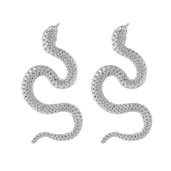 Kvinnors mode legering orm lång dinglar par örhängen silver One size