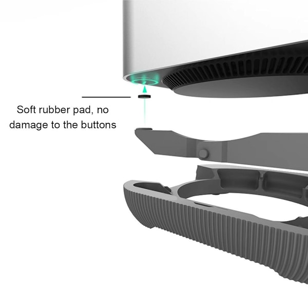 GINTBN Rolig Mun Ställbas för Mac Mini M4/M4 Pro 2024, Halkfria Kuddar, Enkel Åtkomst till Strömknapp Skrivbordsmonteringsdocka Light Gray 1 set
