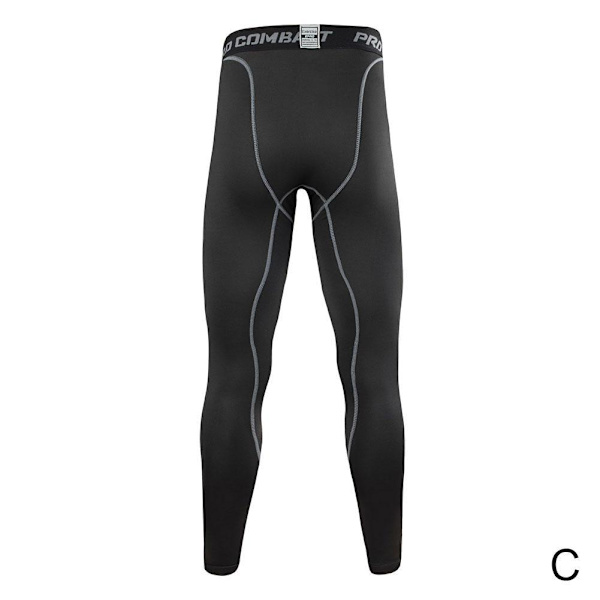Herr Kompressionstights Byxor Träningsbyxor Löpning Fitness Joggingbyxor Multi-line black L