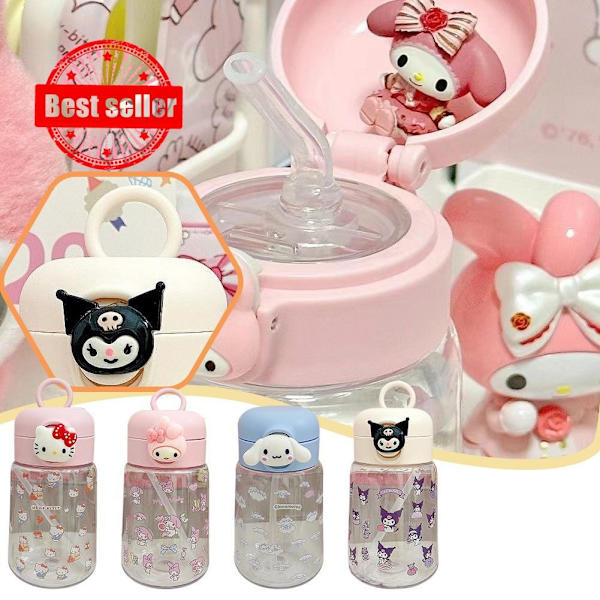 400ml Sugrör Vattenkopp Cinnamoroll Kuromi Melody Sugrör Utomhus Portabel Vattenflaska Kopp Spelare C1v2 pink rabbit 400ml