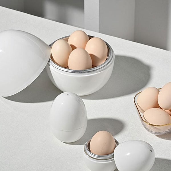 Mikrovågsugn Äggkokare 1/4 Ägg Pod Avtagbar Skalverktyg Ångkokare S4W8  white 1pcs