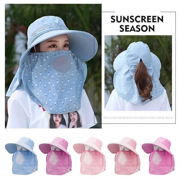 Ansiktsskydd Teplockningshatt Fullt Ansiktsskydd Solhatt Sommar CF цъ X5R X5Y3 PinkA 1pcs