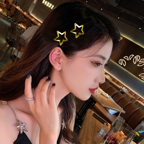 Star Hair Clip Hårnål Söt tjej Metall Femuddig stjärna Versat goldA one size 8pcs